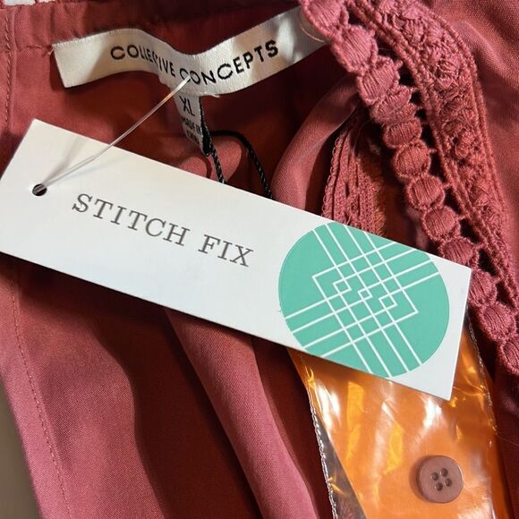 COLLECTIVE CONCEPTS/STITCH FIX Women’s Braydee Lace Detail Blouse Pink Size XL - Picture 14 of 16